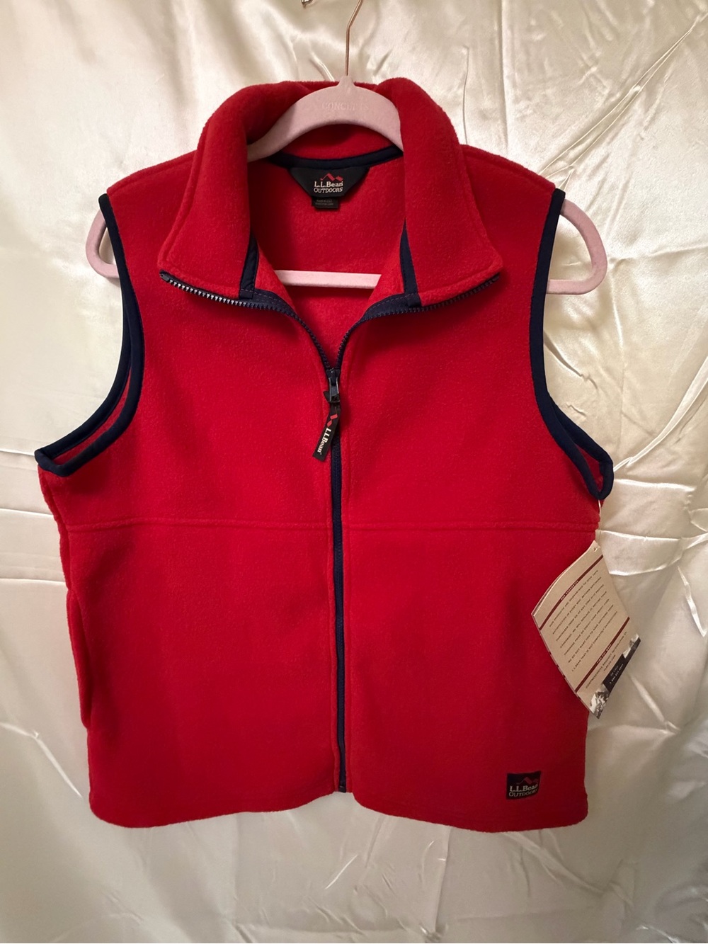 Vintage 90s L.L.Bean Outdoors Trail Model Fleece Vest Women’s Red Made USA NWT